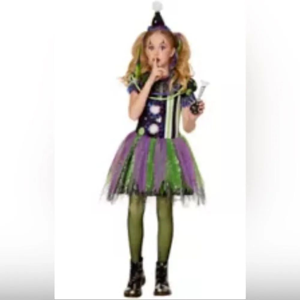 Girls Glow in the Dark Neon
Clown Costume NIP Size Small 4/6